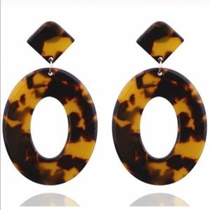 Acrylic Resin Geometric Leopard Statement Earring